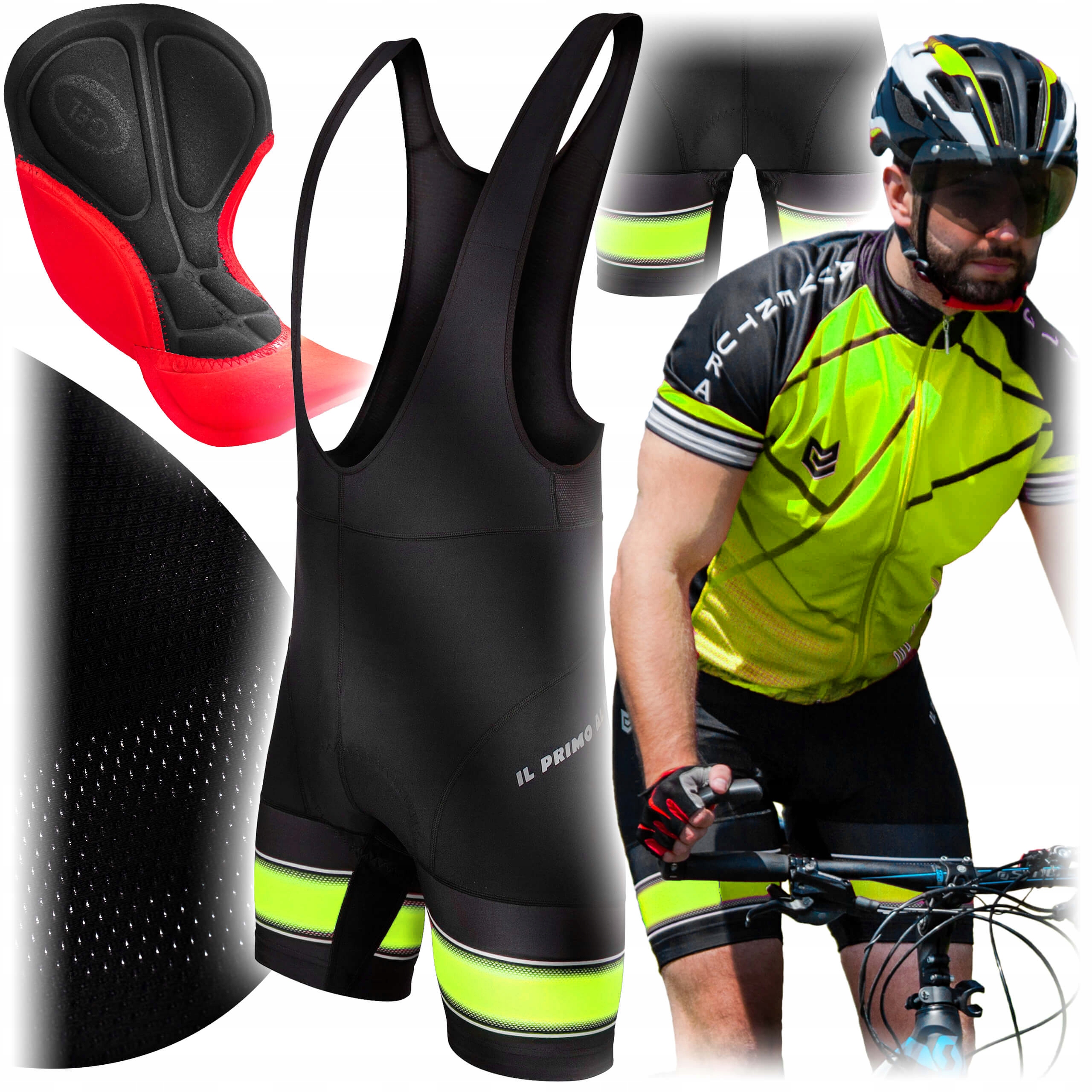 Kraťasy s ramenními popruhy a gelovou vložkou M