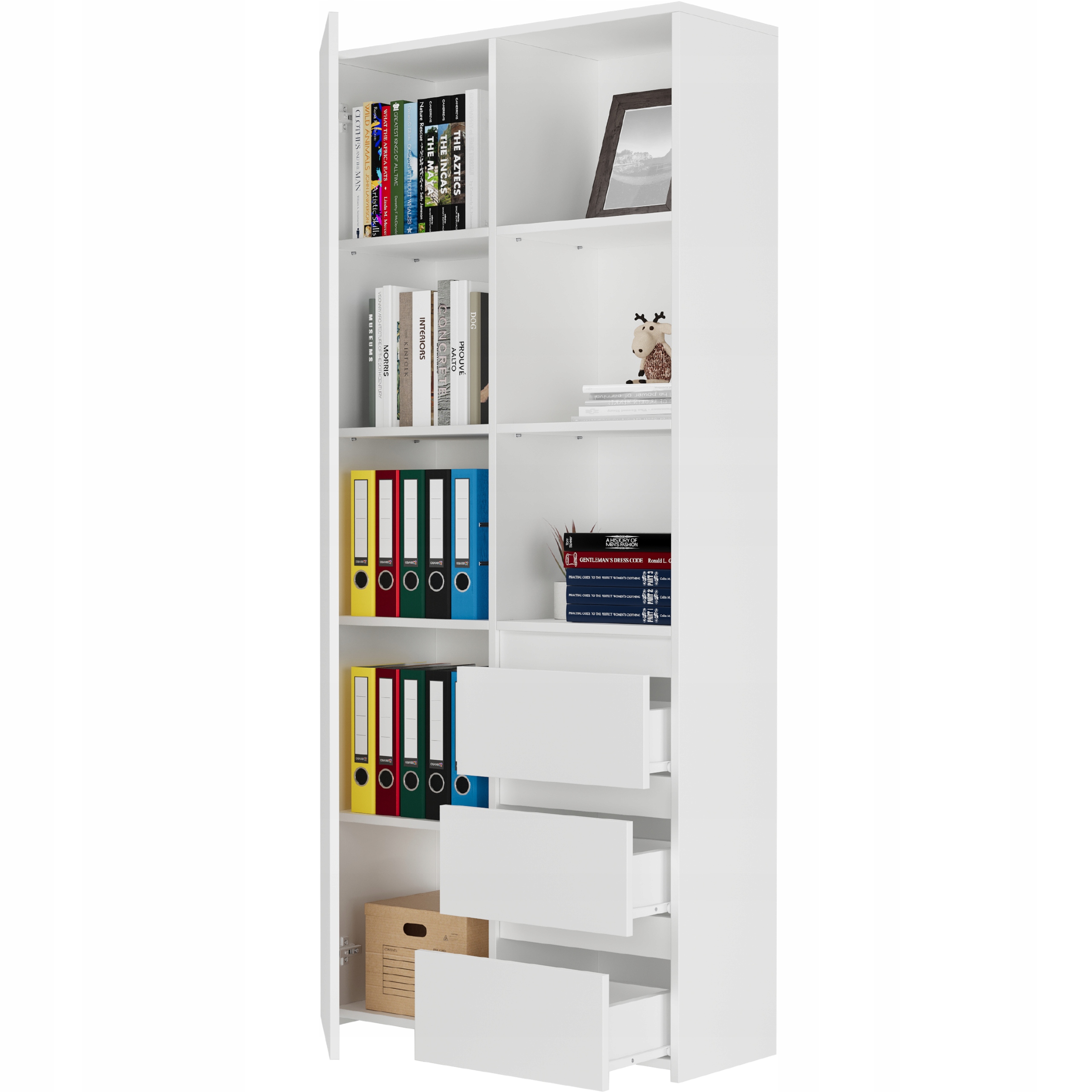 REGAŁ KSIĄŻKI BIUROWY 3 SZUFLADY B-80-S3 BIAŁY