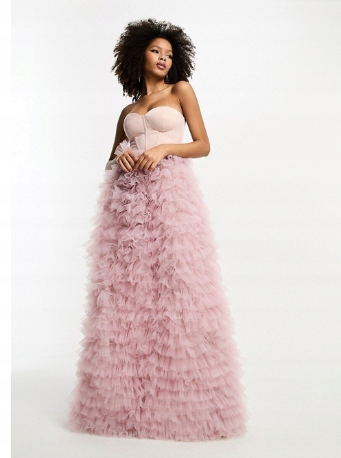 Tylová Fenomenální Šaty Sukně S Volánky 3D Design 36 S