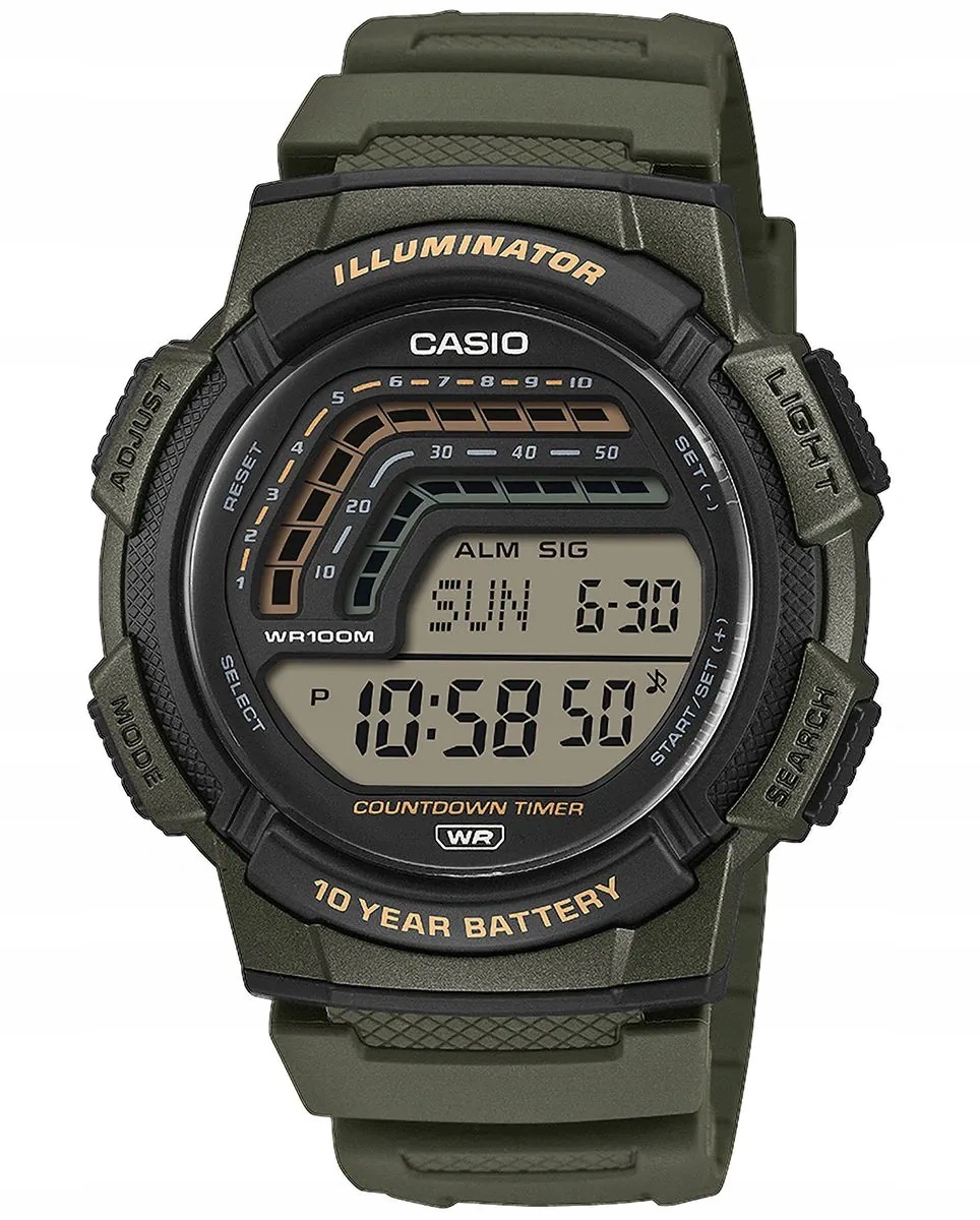 Pánské Hodinky Casio WS-1800-3AVEF Zelené S Sportovním Řemínkem
