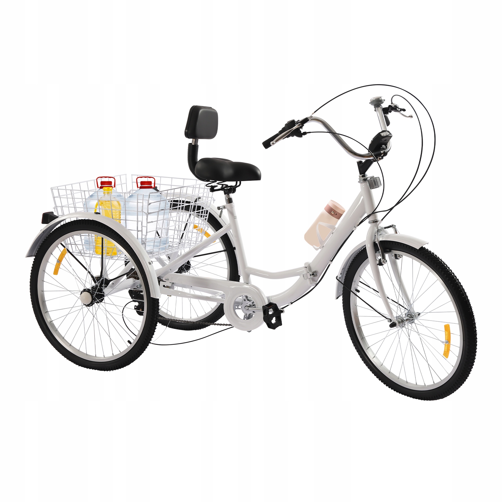 24-CALOWY 7-BIEGOWY ROWER TRÓJKOŁOWY DLA DOROSŁYCH, BIAŁY