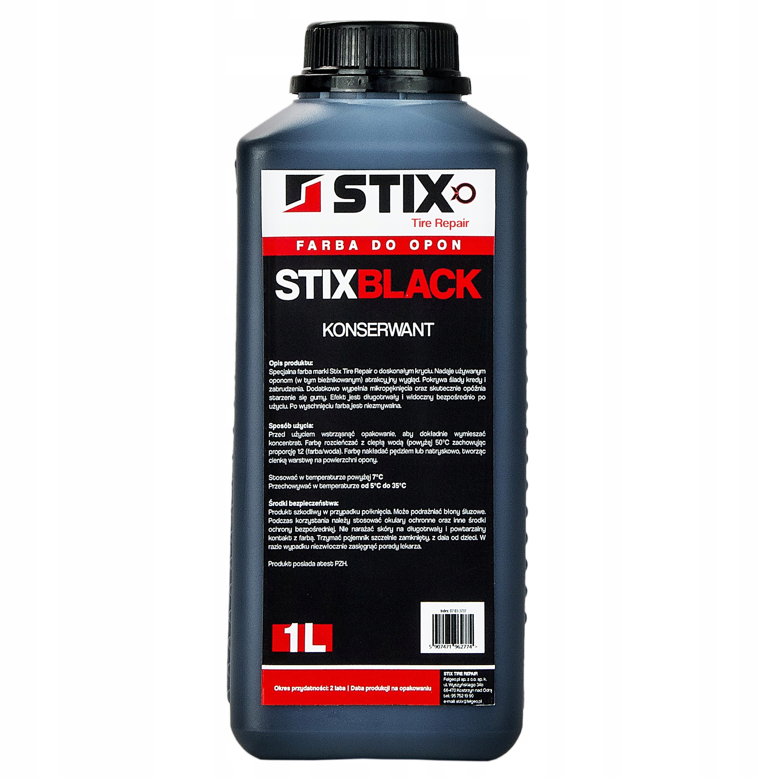 CZERNIDŁO STIX BLACK KONSERWANT FARBA DO ODNOWY ZABRUDZONYCH OPON - 1L
