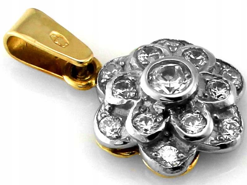 Zlatý přívěsek 585 s zirkony 2.21 g květiny pro ženy dárek