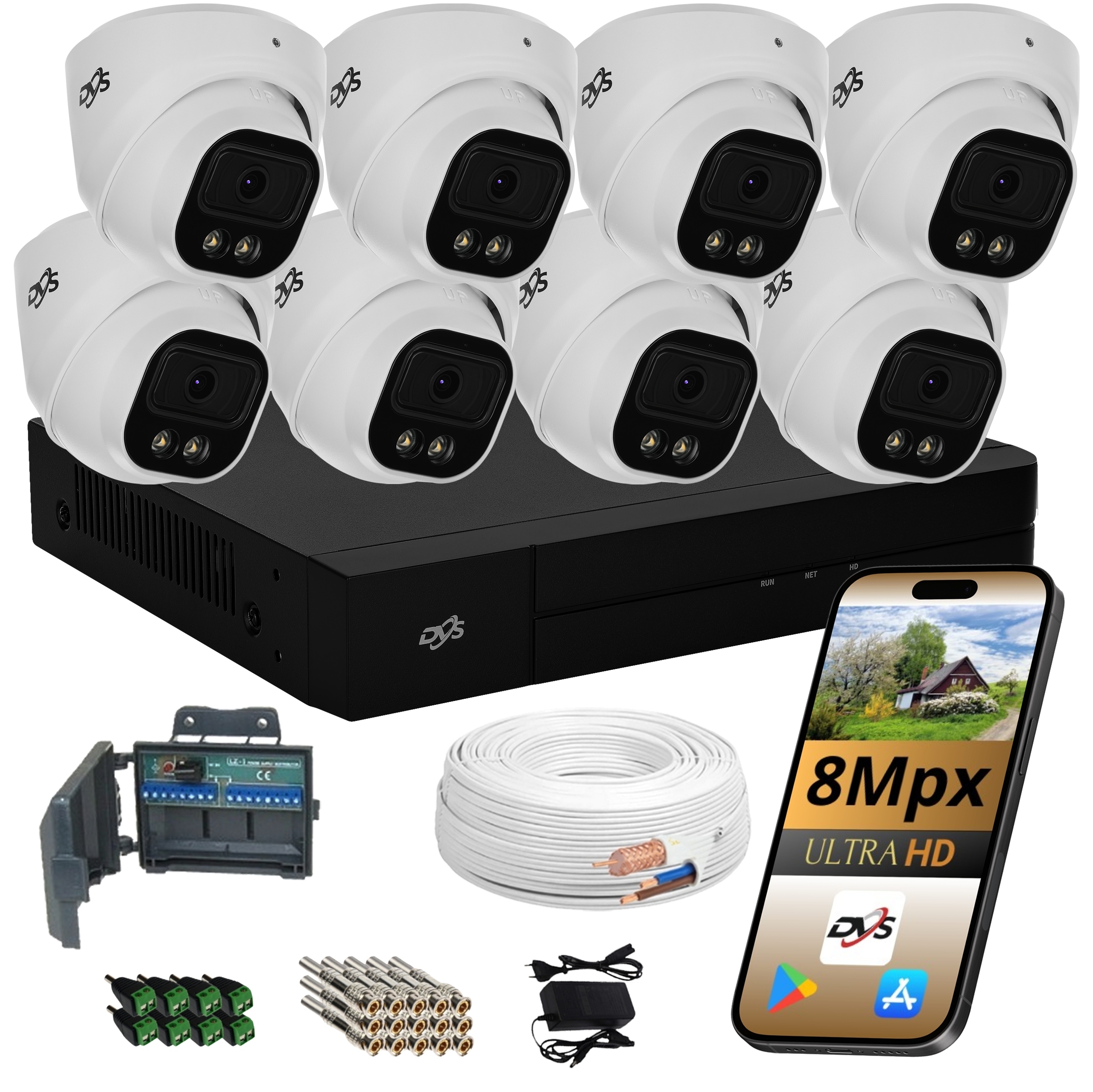 Sada 8 Kamer Pro Monitorování Venkovní Analogová Kamera Dual Light 8Mpx