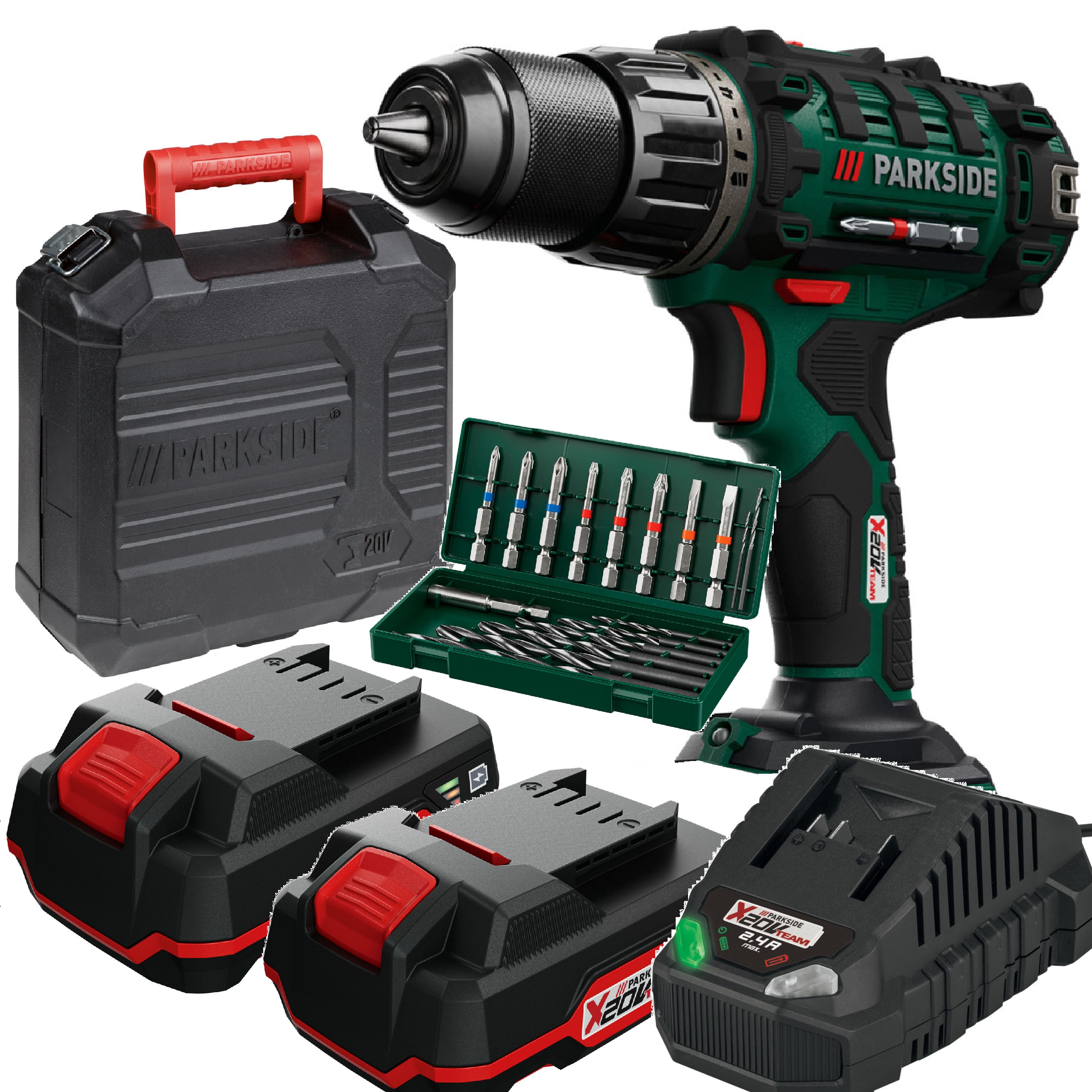 Wkrętarka Parkside Nowy Model X20V 2 x akumulator 2Ah ładowarka 2,4A Bity