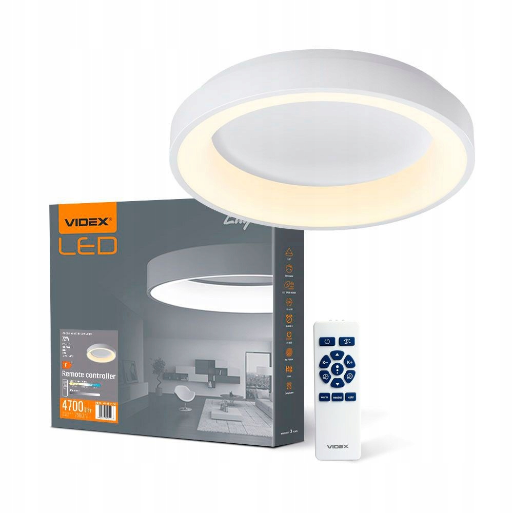 VIDEX-Stropné svietidlo LED-EDGE-RC-72W-WHITE VLE-ERC-72W 2700-6000К