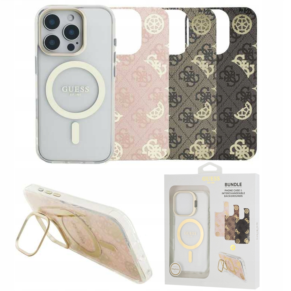 Originální pouzdro Guess 3v1 s vyměnitelnými krytkami MagSafe pro Apple iPhone 16 Pro