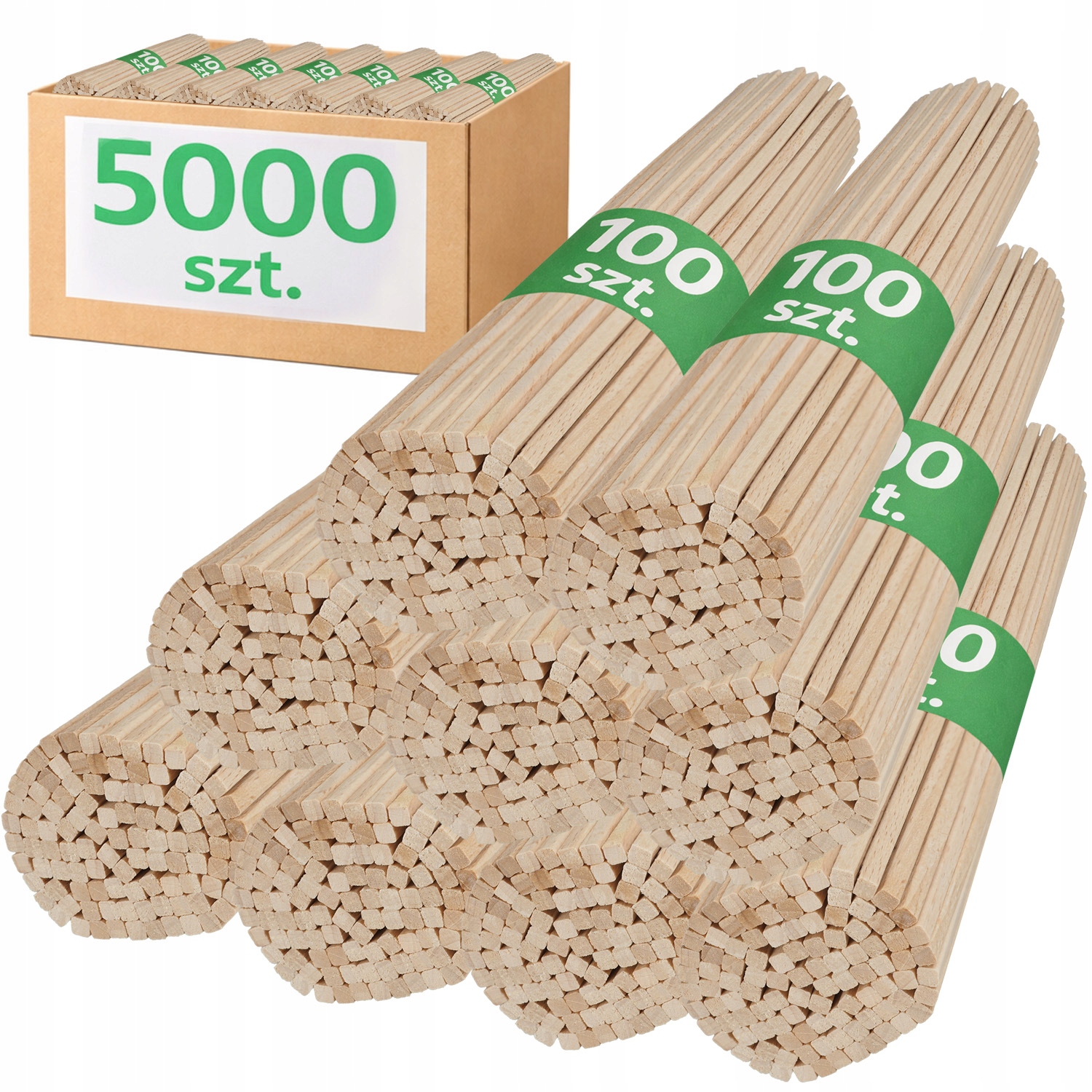 Hrubé tyčinky na cukrovou vatu Bukové tyčinky Čtvercové 27 cm 5000 ks