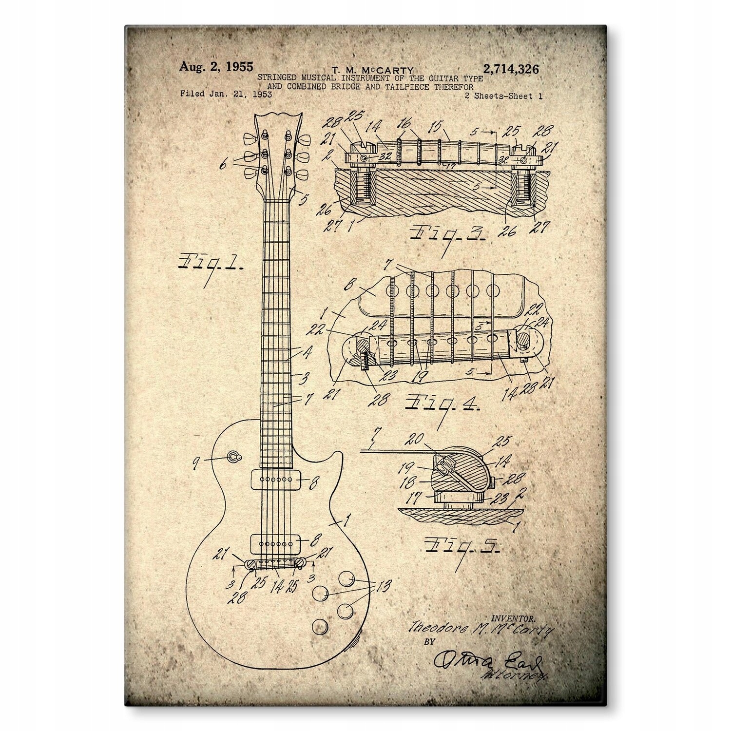 Kovová plakát kytara Gibson Dárek 30 x 42 cm