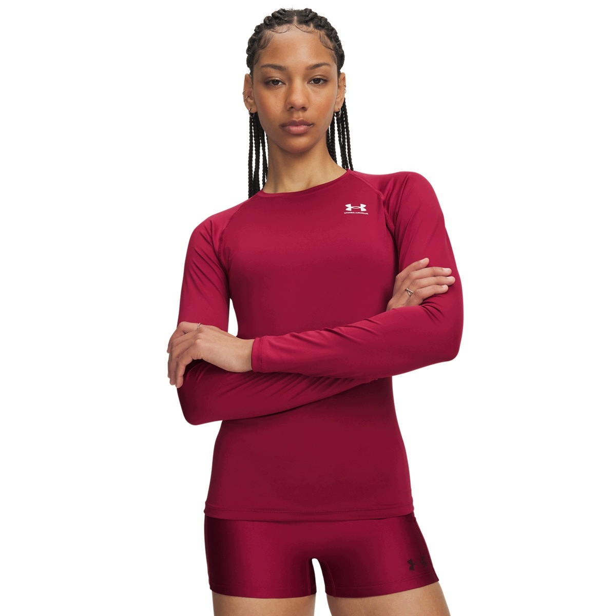 Damskie spodenki treningowe Under Armour HeatGear Shorty Burgundowy M