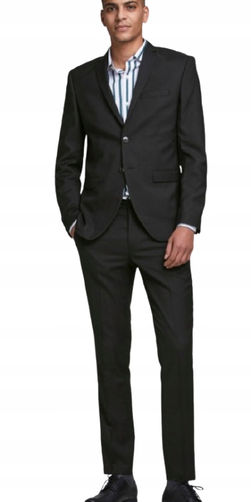 Jack&jones Černý Oblek S Elegantní Vlnou A Velikostí 52 J_a