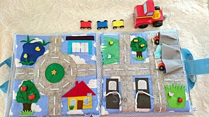 TimoSimo Książeczka sensoryczna dla 3 latka HIT ! Materiał tkanina