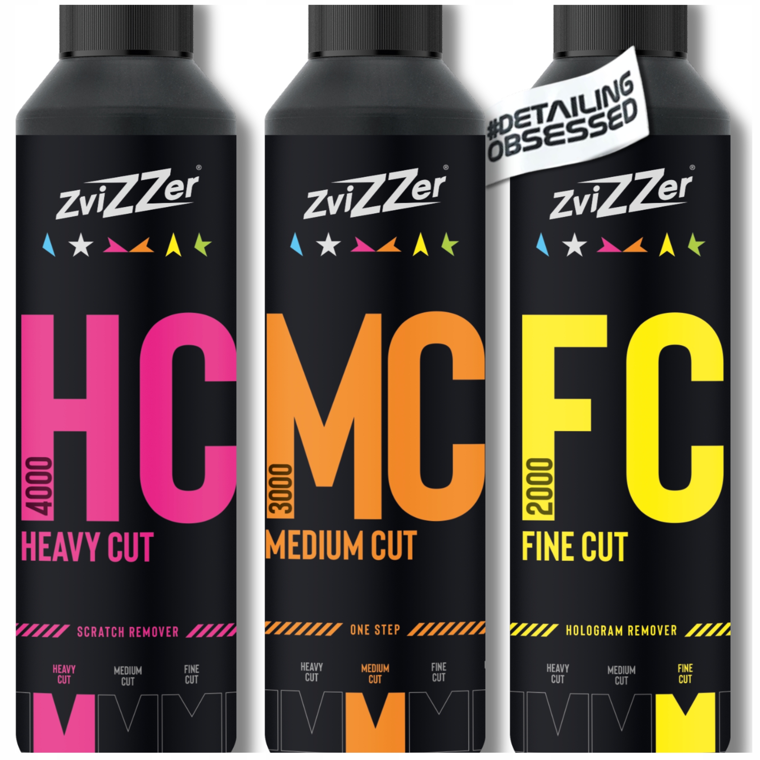 ZviZZer sada pást na leštenie laku Heavy Medium Fine 3x250 ml