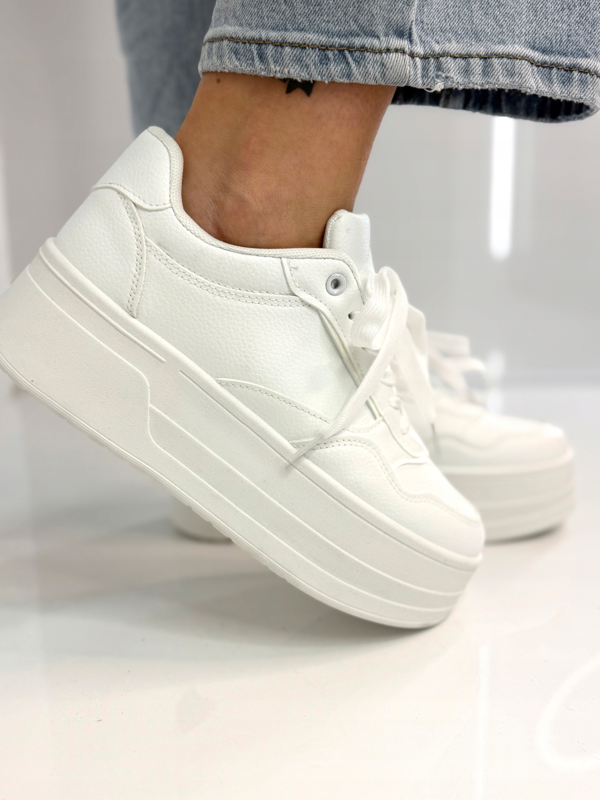 Buty Sneakersy Damskie Sportowe Adidasy Białe na Wysokiej Platformie 39