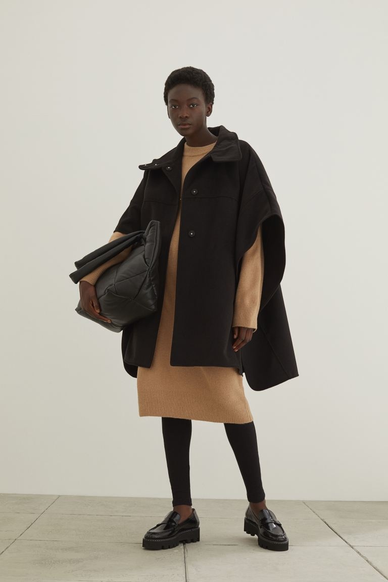 H&M KURTKA CZARNE PONCZO PELERYNA M/L NOWOŚĆ