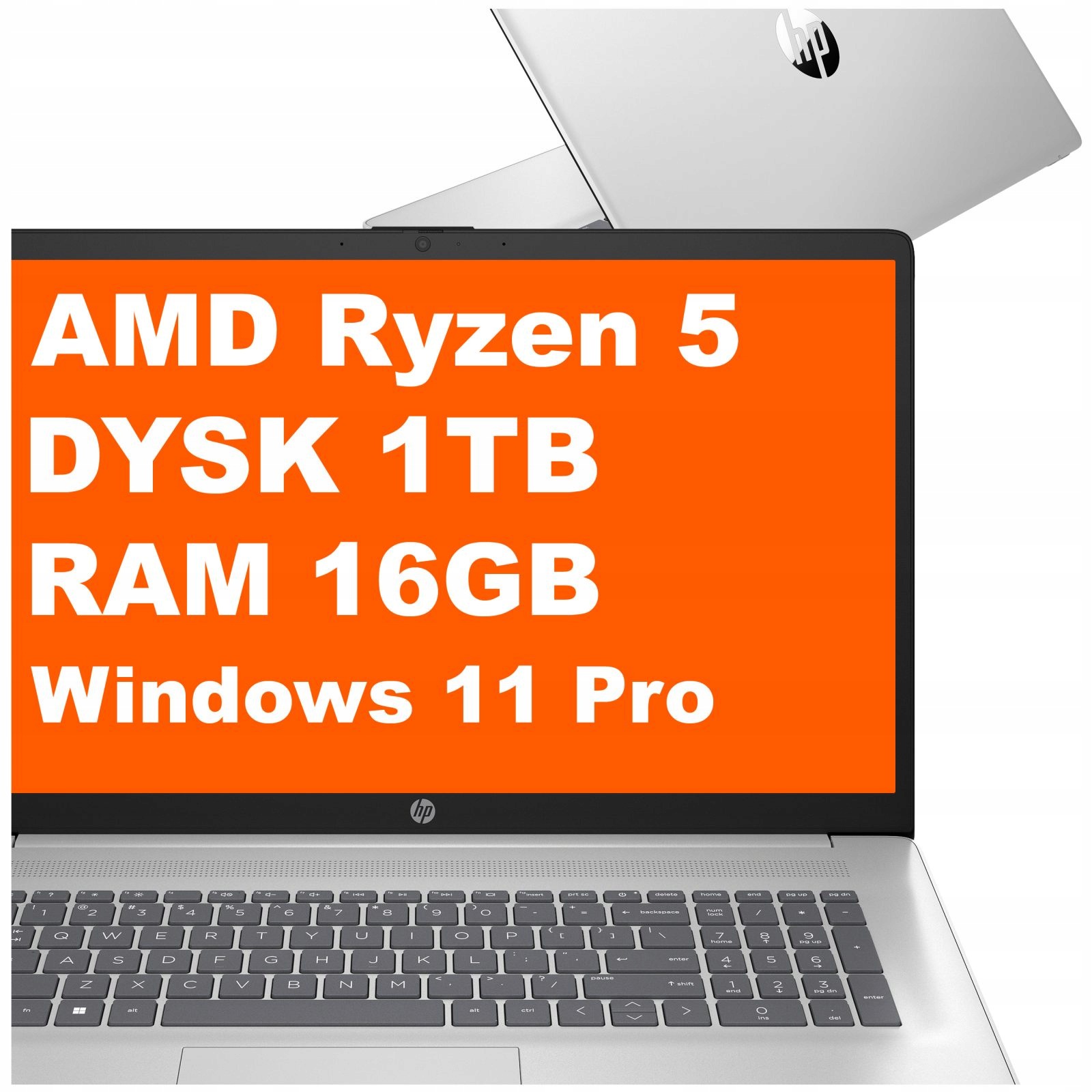 Laptop Hp 17-cp Amd Ryzen 5 16GB 1TB Amd Radeon FullHD Win 11 Pro Srebrny