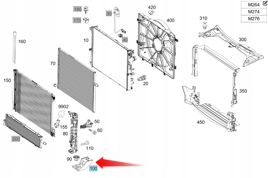 Držák Pro Upevnění Spodního Chladiče Mercedes C W205