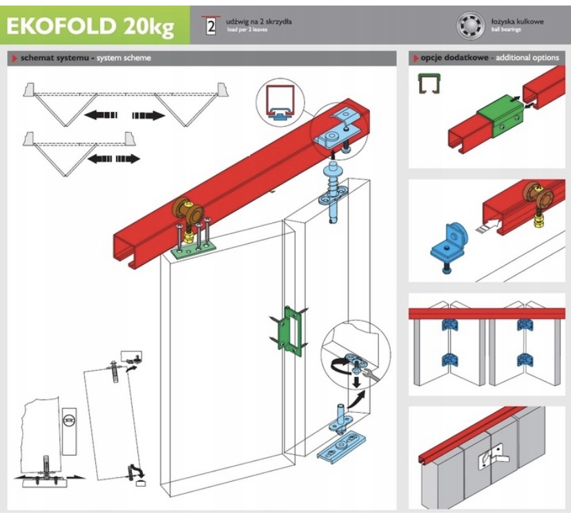 DRZWI ŁAMANE TRIO - PRZESZKLONE - KOMPLET Rodzaj łamane/składane