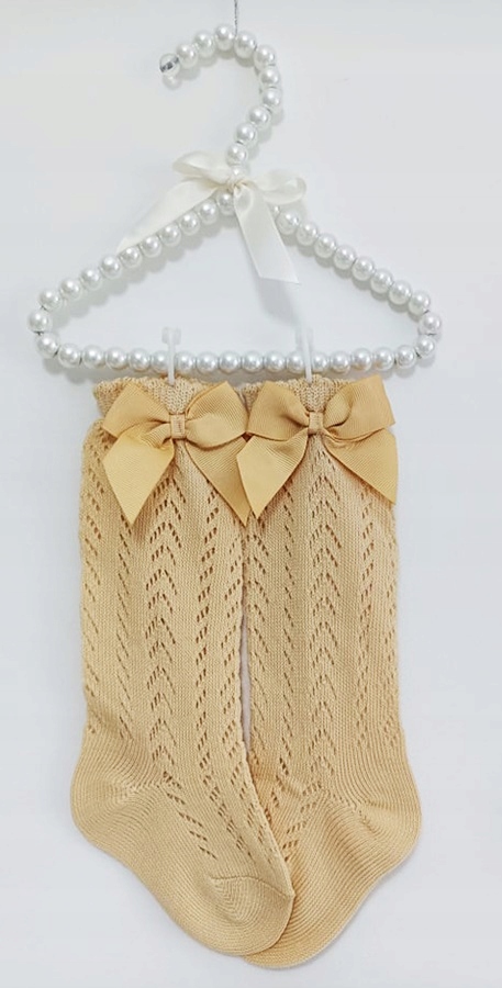 AŻUROWE podkolanówki skarpetki BEŻOWE 80-86-92 1-2 Wiek dziecka 12 m +