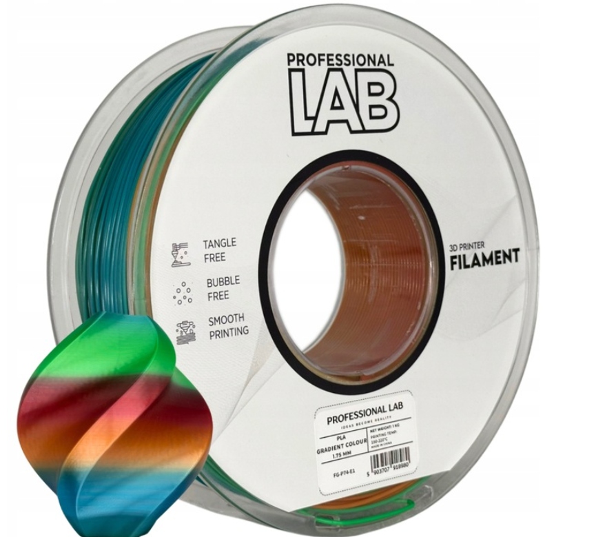 10x Filament Pla Gradient Colour Wielokolorowy Gradient Prof. Lab 1,75 1kg
