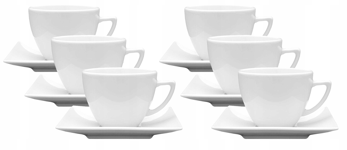 LUBIANA CLASSIC ZESTAW 6 FILIŻANEK 280ml ZE SPODKAMI BIAŁA PORCELANA POLSKA