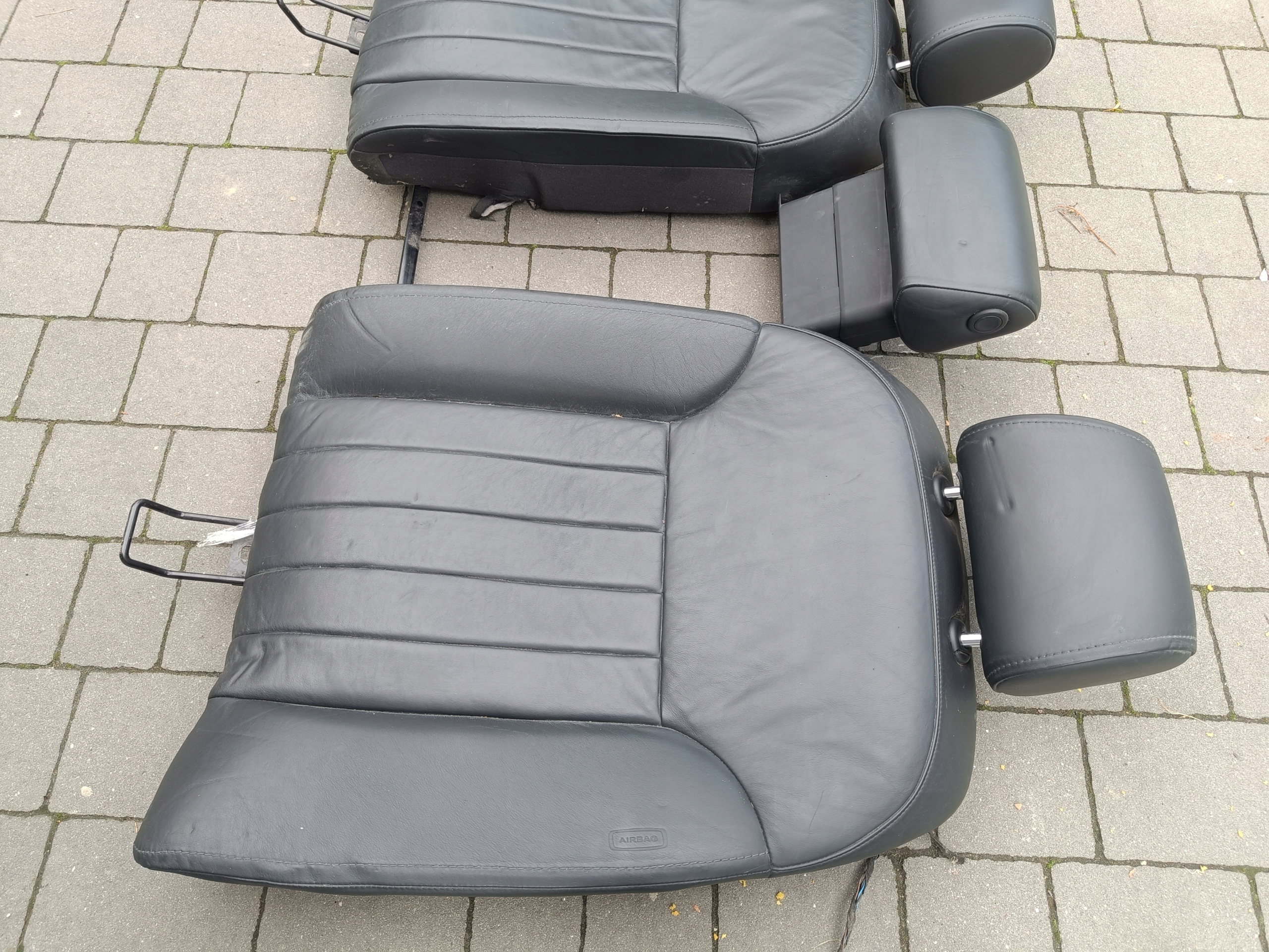 Audi A8 S8 D3 4E 2003 Sitz OPARCIE heck Leder schwarze Kopfstützen AIRBAG
