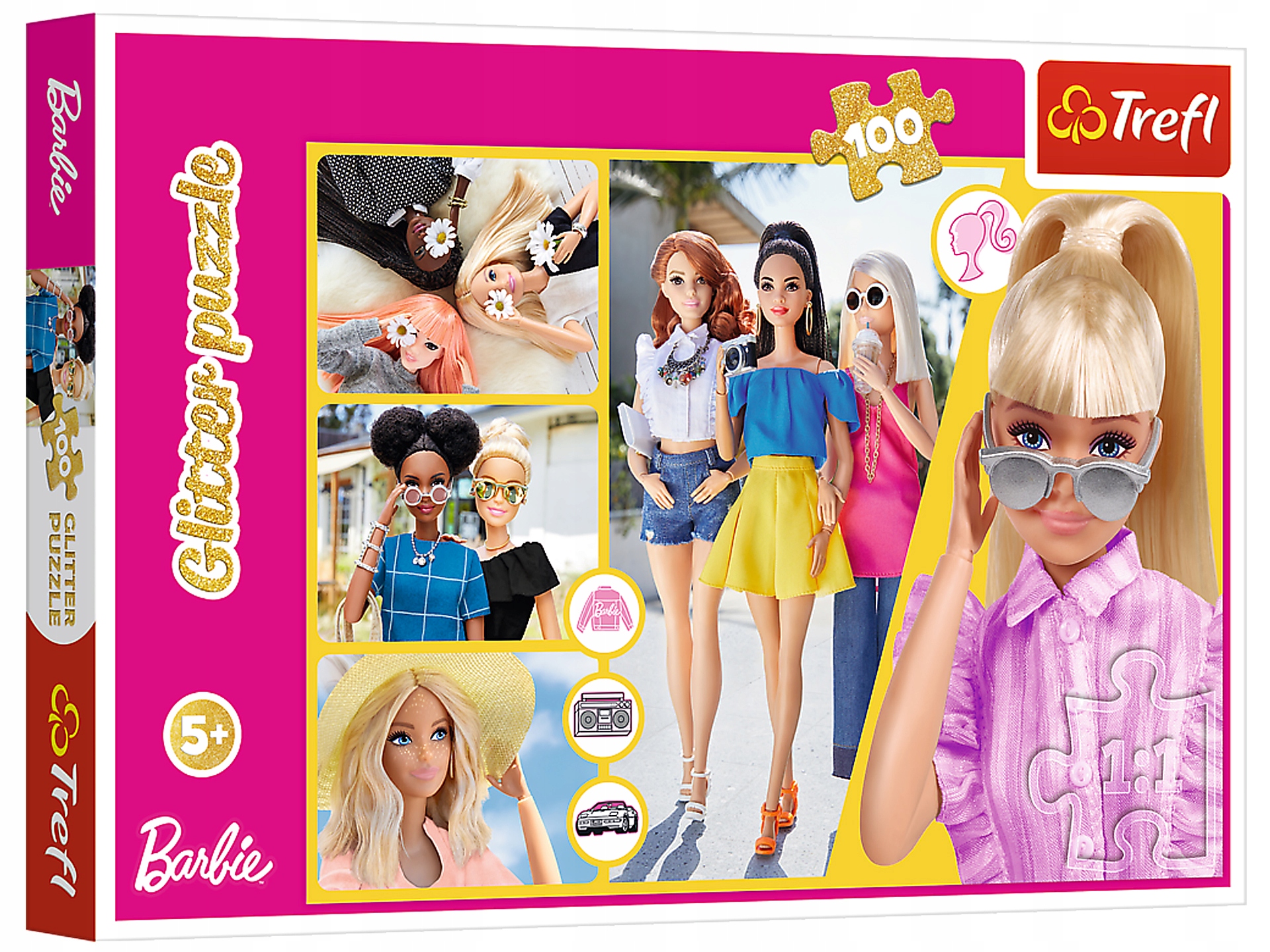 TREFL Puzzle GLITTER Brokatowa BARBIE 100 el.