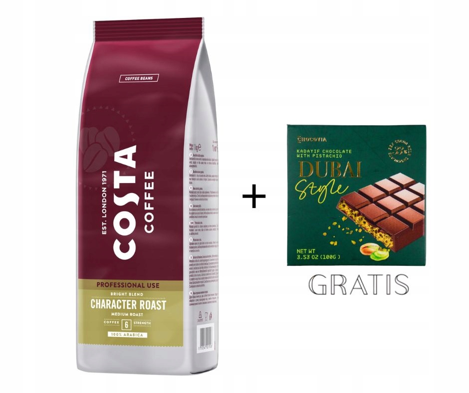 Levně Káva zrnková Costa Pro Bright 1 kg Čokoláda s pistáciemi 100 g