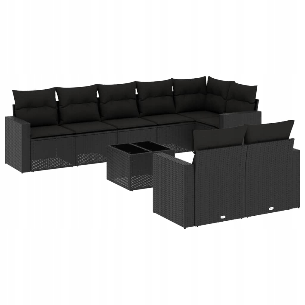 Set zahradního nábytku plast vidaXL černý 9 el.