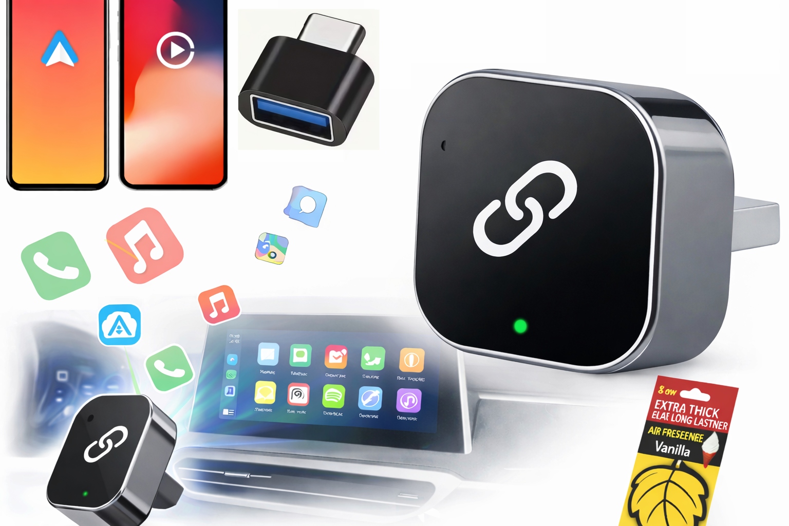 Мини беспроводной адаптер CarPlay Android Auto Plug and Play Smart Dongle