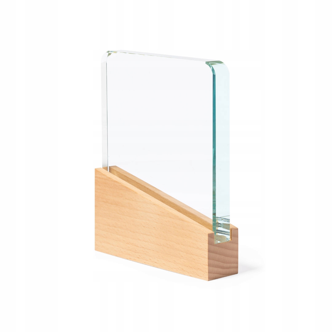 Szklana Statuetka z Drewnianą Podstawą Trofeum Szklane Nagroda Vertu