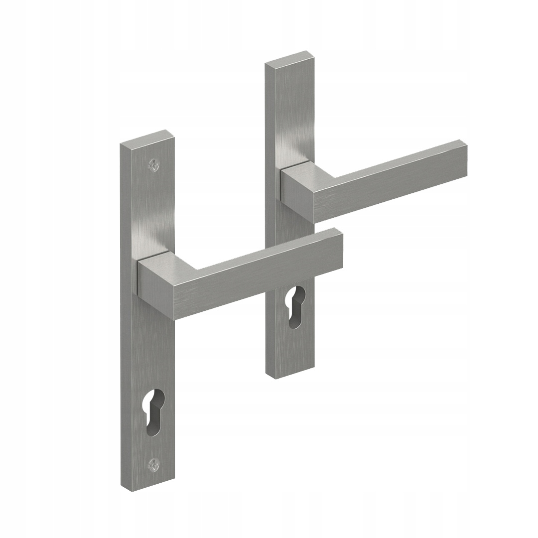 Dveřní klika FrontLine Dublin 35 mm F6 (inox), obdélníkový štítek, rozteč