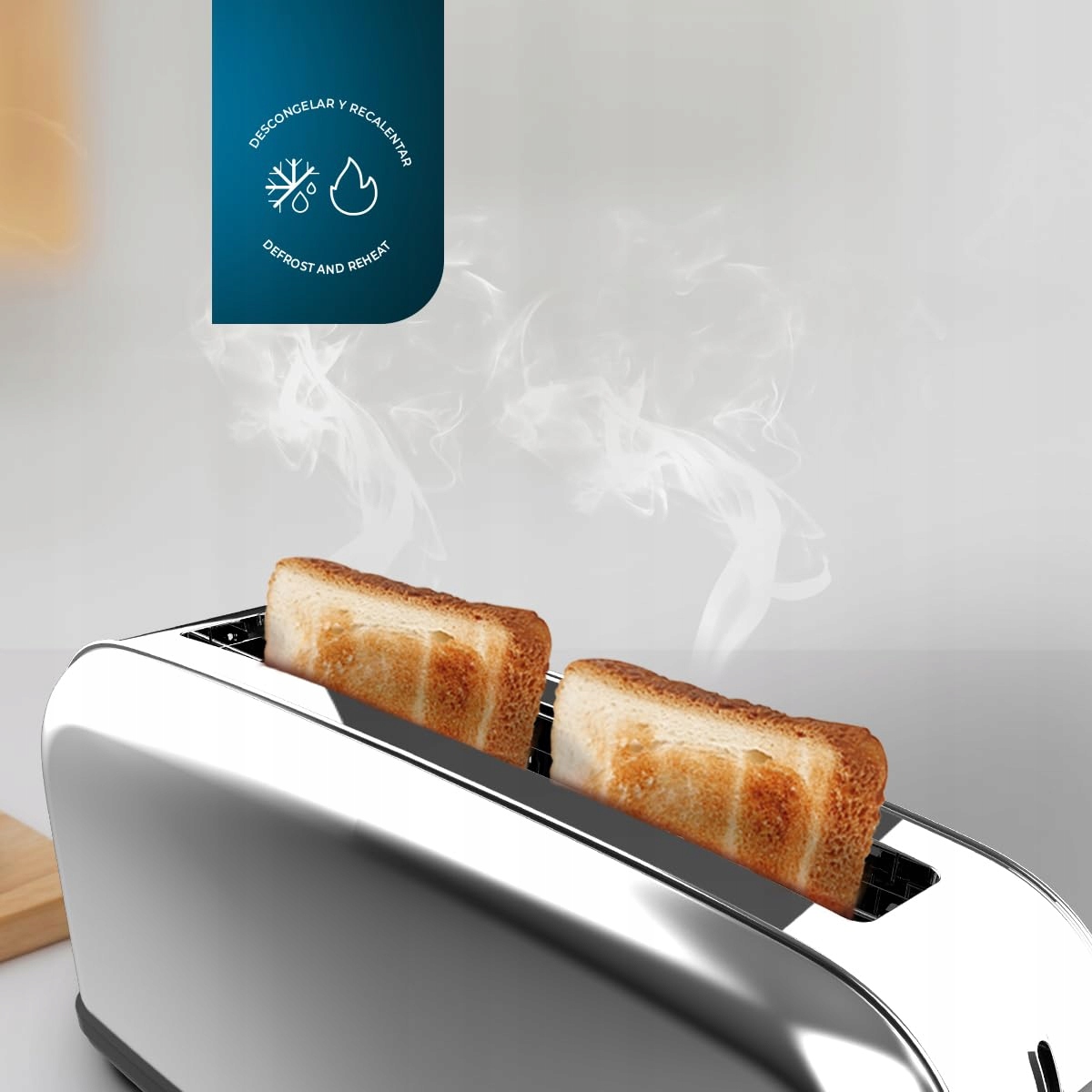 CECOTEC Toster Pionowy 850W 2 Kromki Szeroki Slot Stal Nierdzewna — miniatura 9
