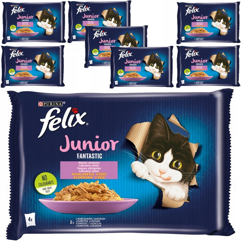 Levně Felix Junior Fantastic Krmivo Kuřecí Losos 32x85 g