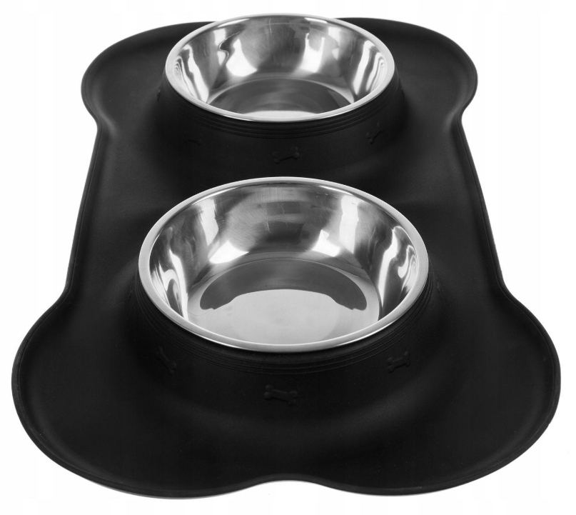 Levně Dvojitá Miska Pro Psa Kočku Kovová, Protiskluzová