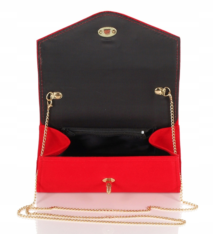 Salvare Zamszowa kopertówka Łańcuszek CZERWONA W73 Kolor czerwony