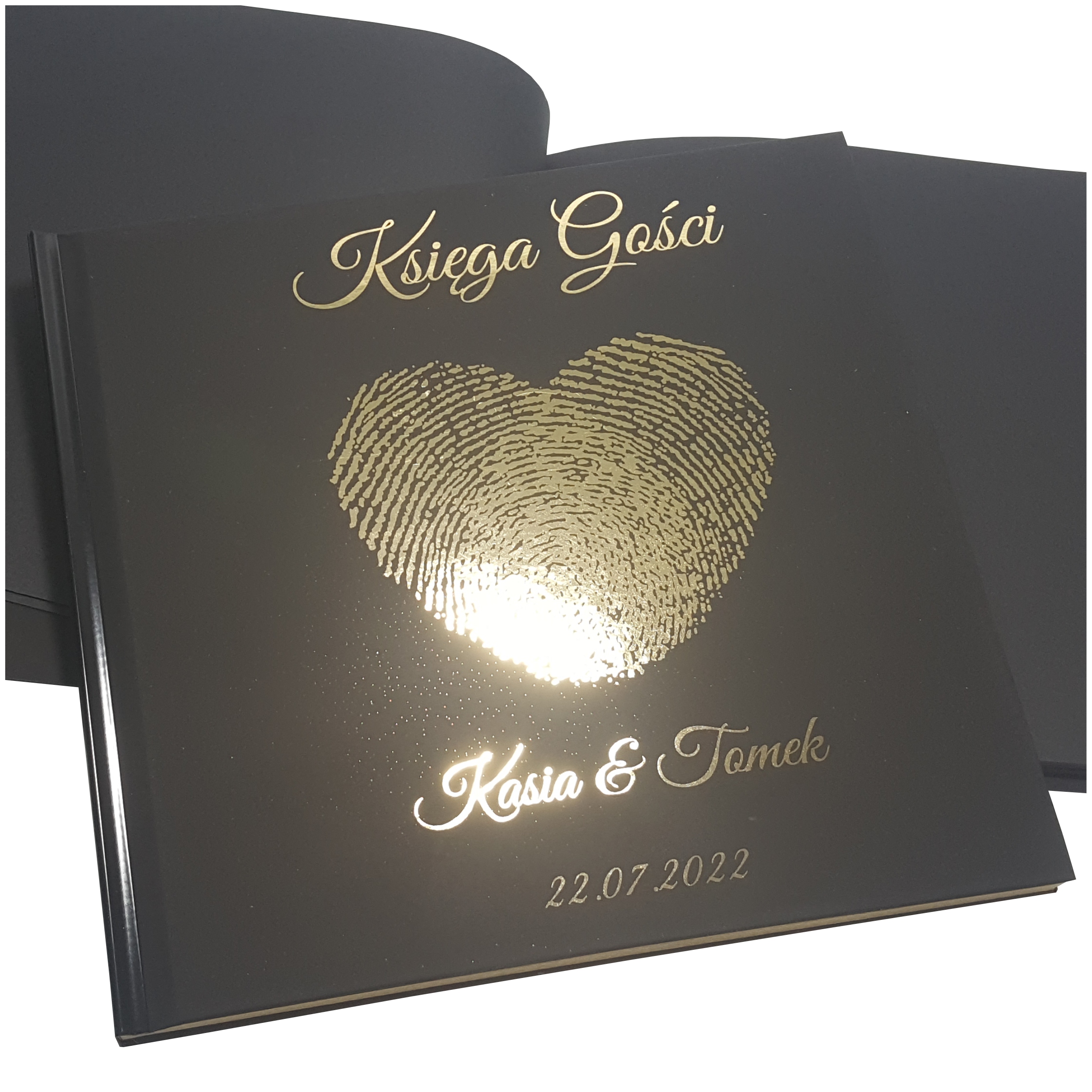 Księga Gości Weselnych na wesele CZARNA ZŁOTA + złote brzegi