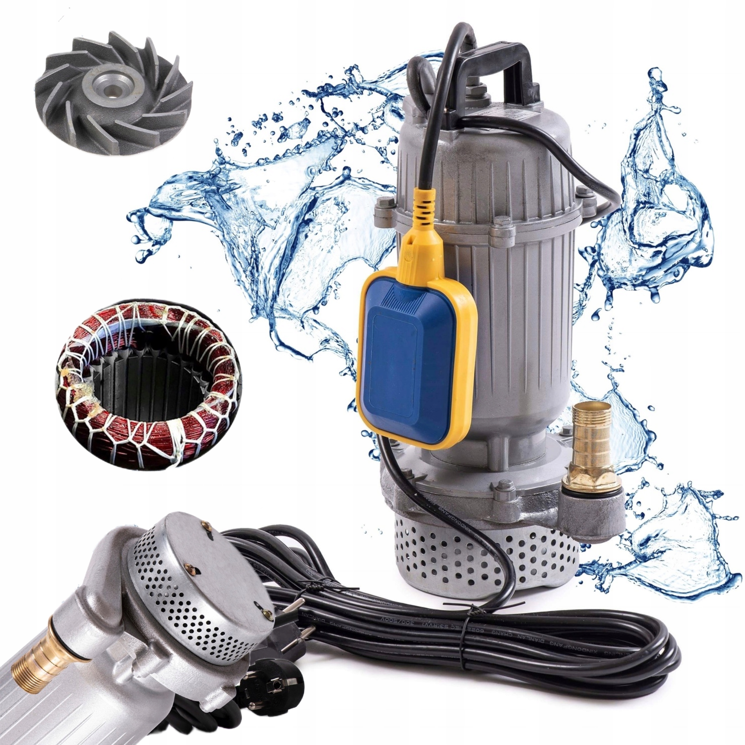 Pompa Zanurzeniowa Z Pływakiem Sitko Do Wody Brudnej Czystej Szamba 3500W