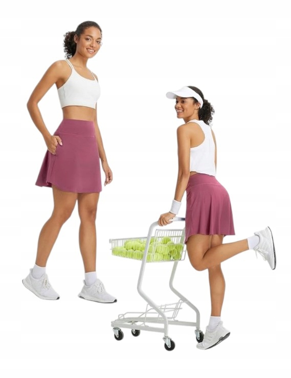 Baleaf Spódnica Sportowa Tenisowa Kieszenie Spódniczka Szorty Różowa L