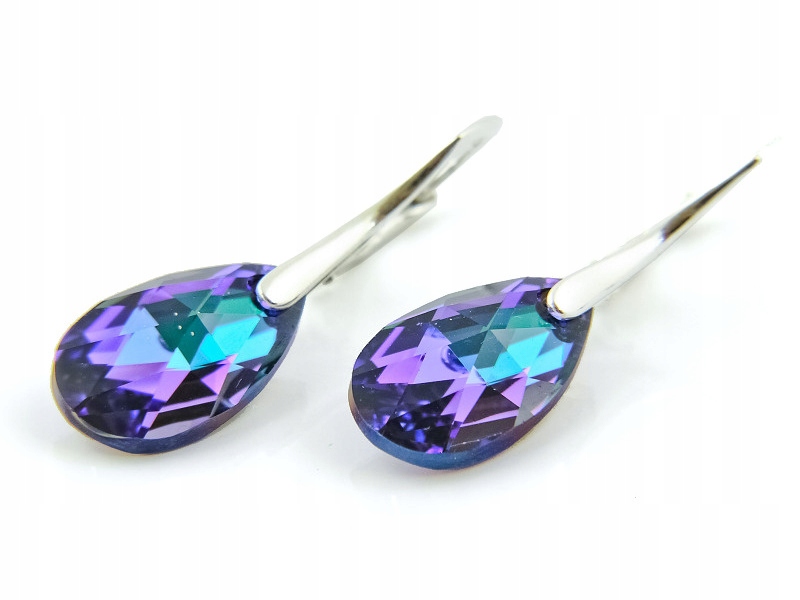 

Srebrne Kolczyki 925 z kr. Swarovski Migdał 16 Hel