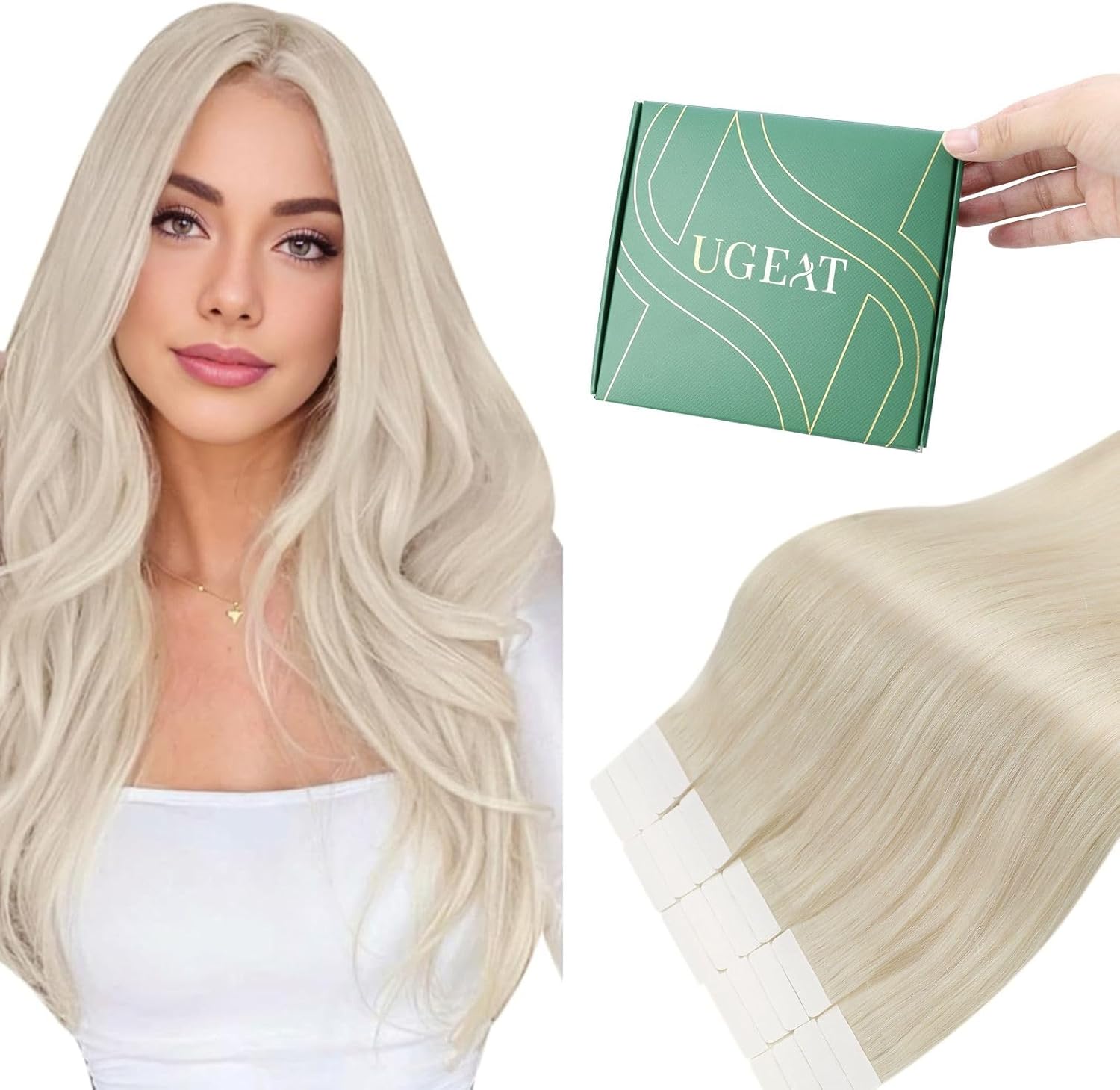 Ugeat Pasma naturalne tape on 60A Platynowy blond 60cm 20 sztuk 50g
