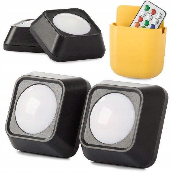 Lampy LED RGB z pilotem, 2 sztuki, czarne