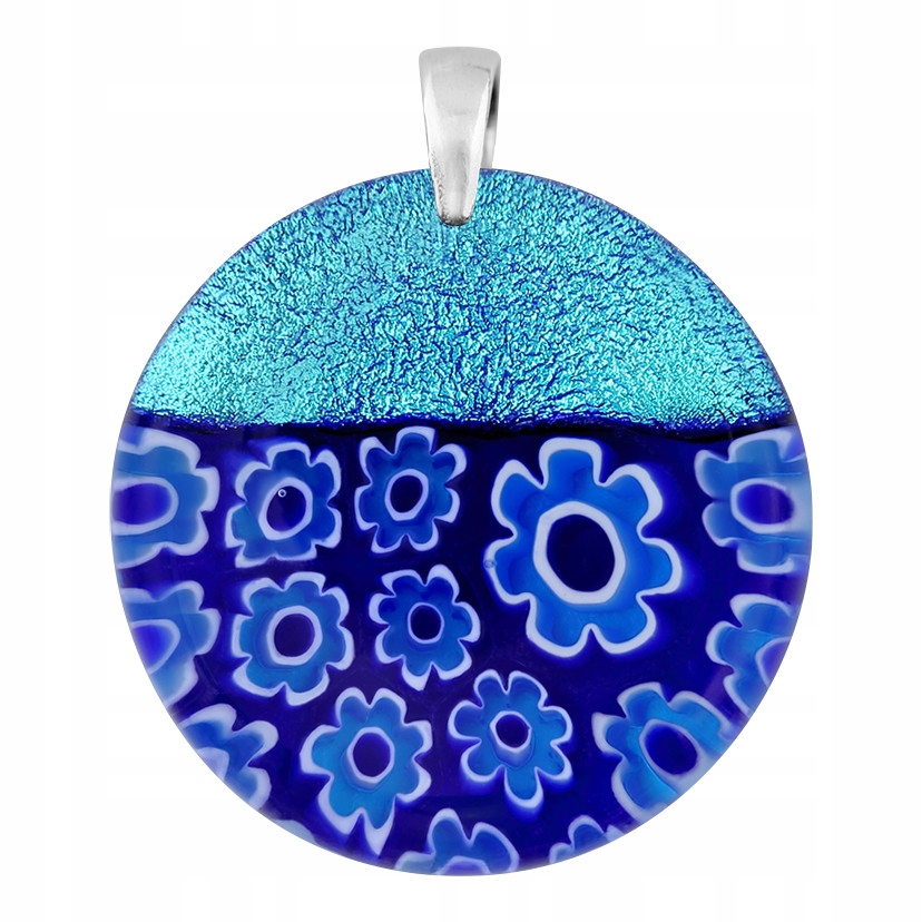 Dámský modrý přívěsek Harf sklo murano kolečko