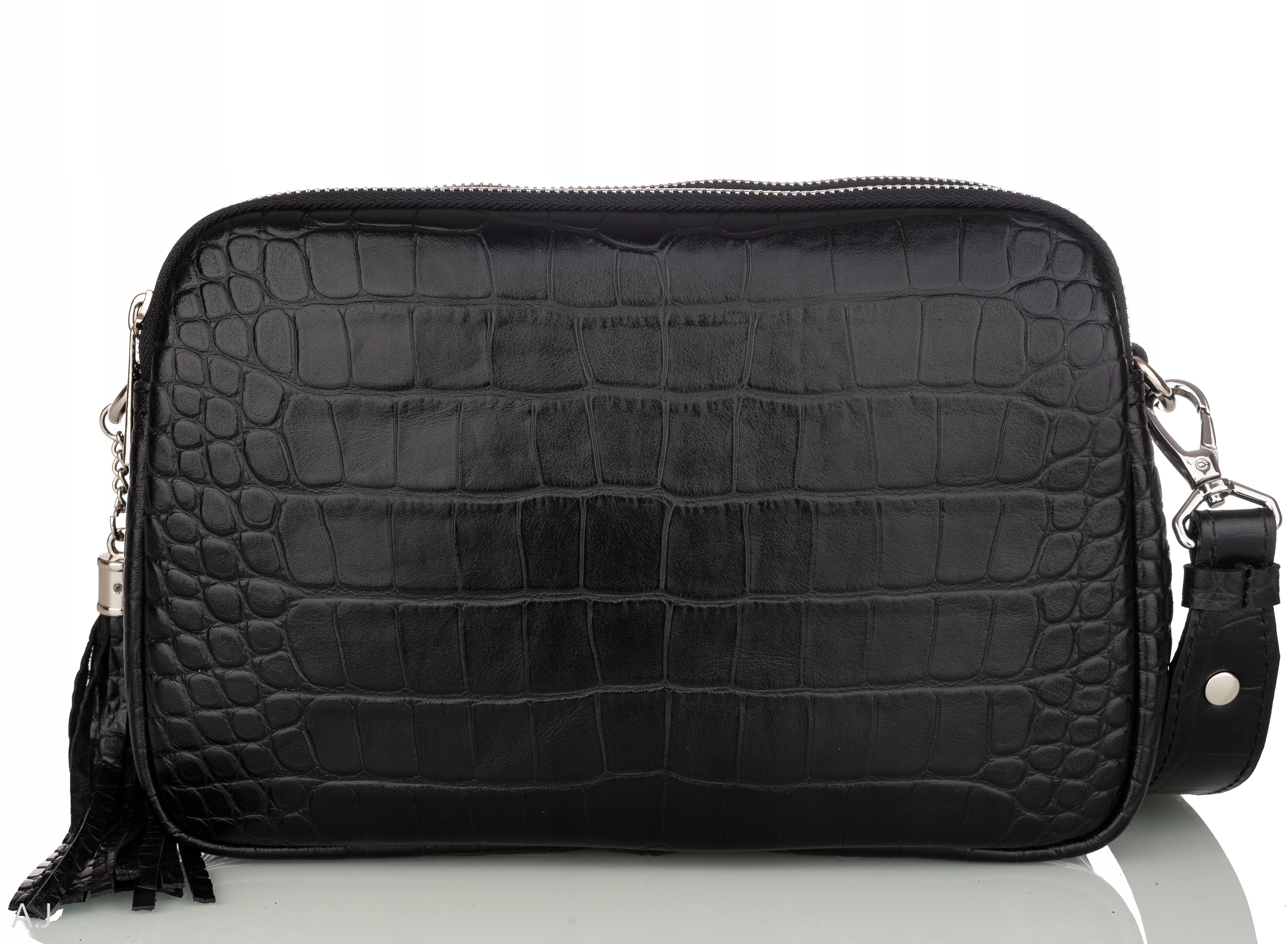 Kožená kabelka přes rameno malá elegantní crossbody z dvoukomorové kůže