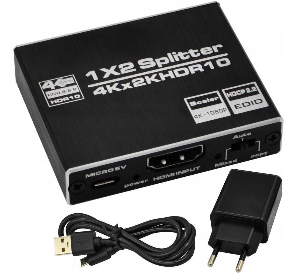 Фото - Кабель Splitter Hdmi 2.0 1x2 4K Uhd Hdcp 2.2 Rozdzielacz