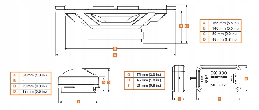 HERTZ DSK 170.3 PŁASKIE 45mm GŁOŚNIKI SAMOCHODOWE Marka Hertz