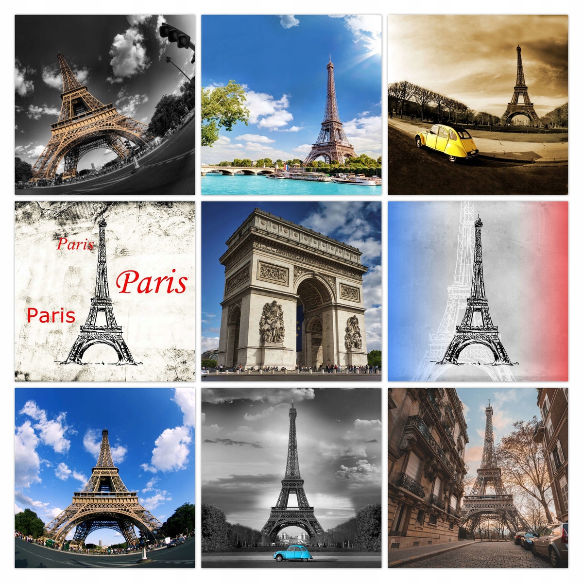 Sada plagátov 9x30x30 Mix Paríž Eiffelova veža