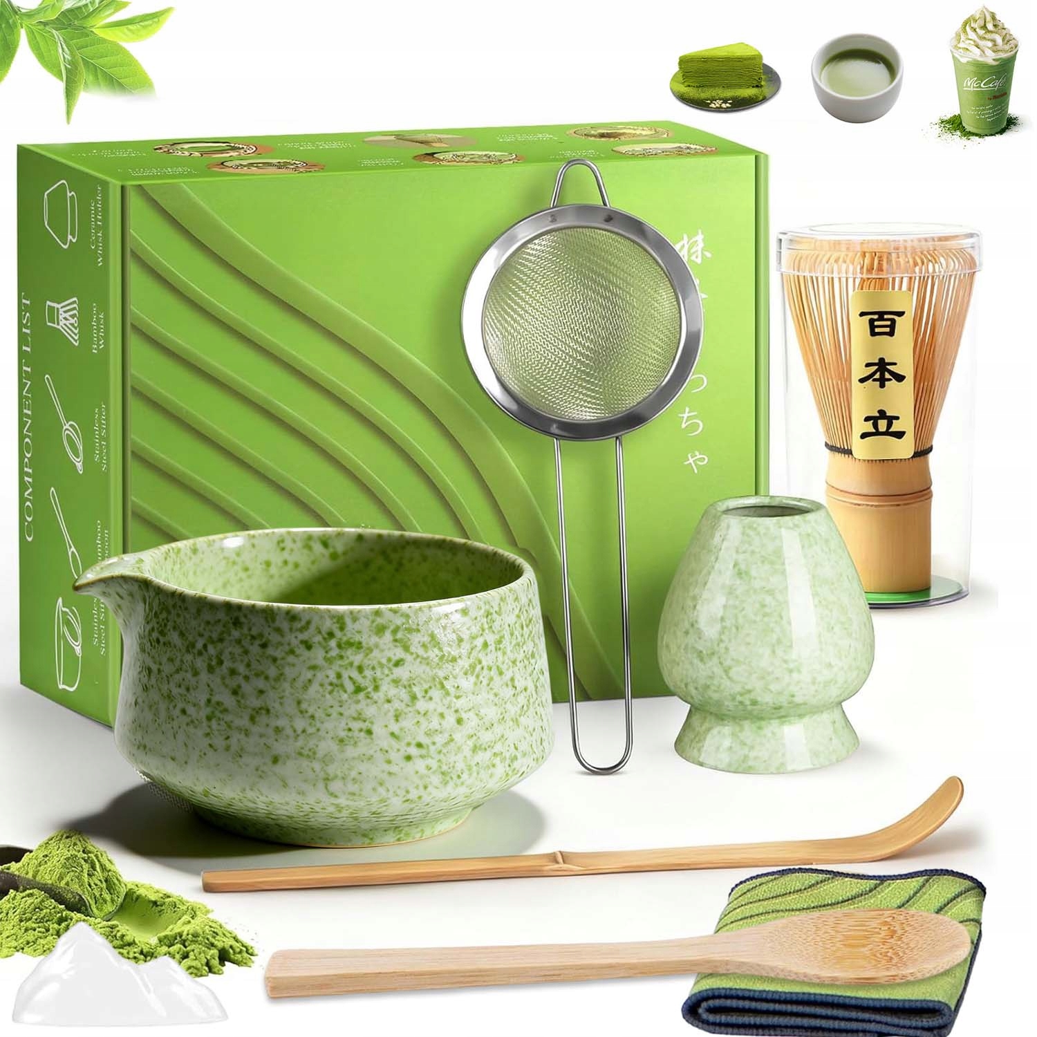 Levně Dárková Sada Na Čaj Matcha Částečný Mixér Matcha 8EL. Dárek