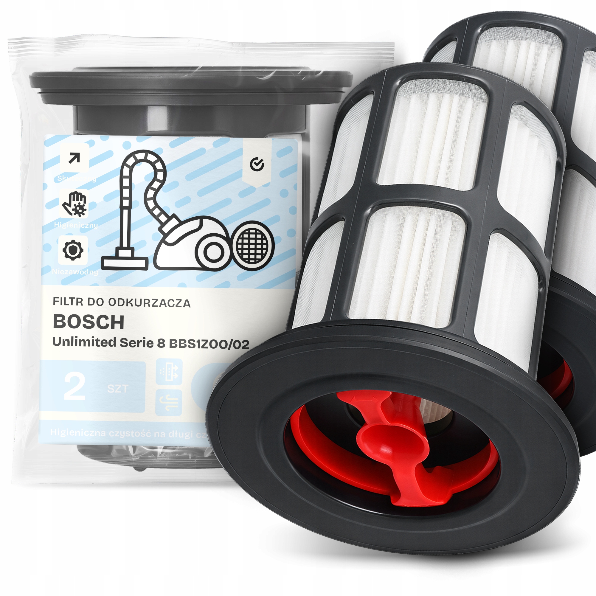 2x Filtr Do Vysavače Bosch Unlimited Serie 8 BBS1ZOO/02 Hepa Filtry Em-w