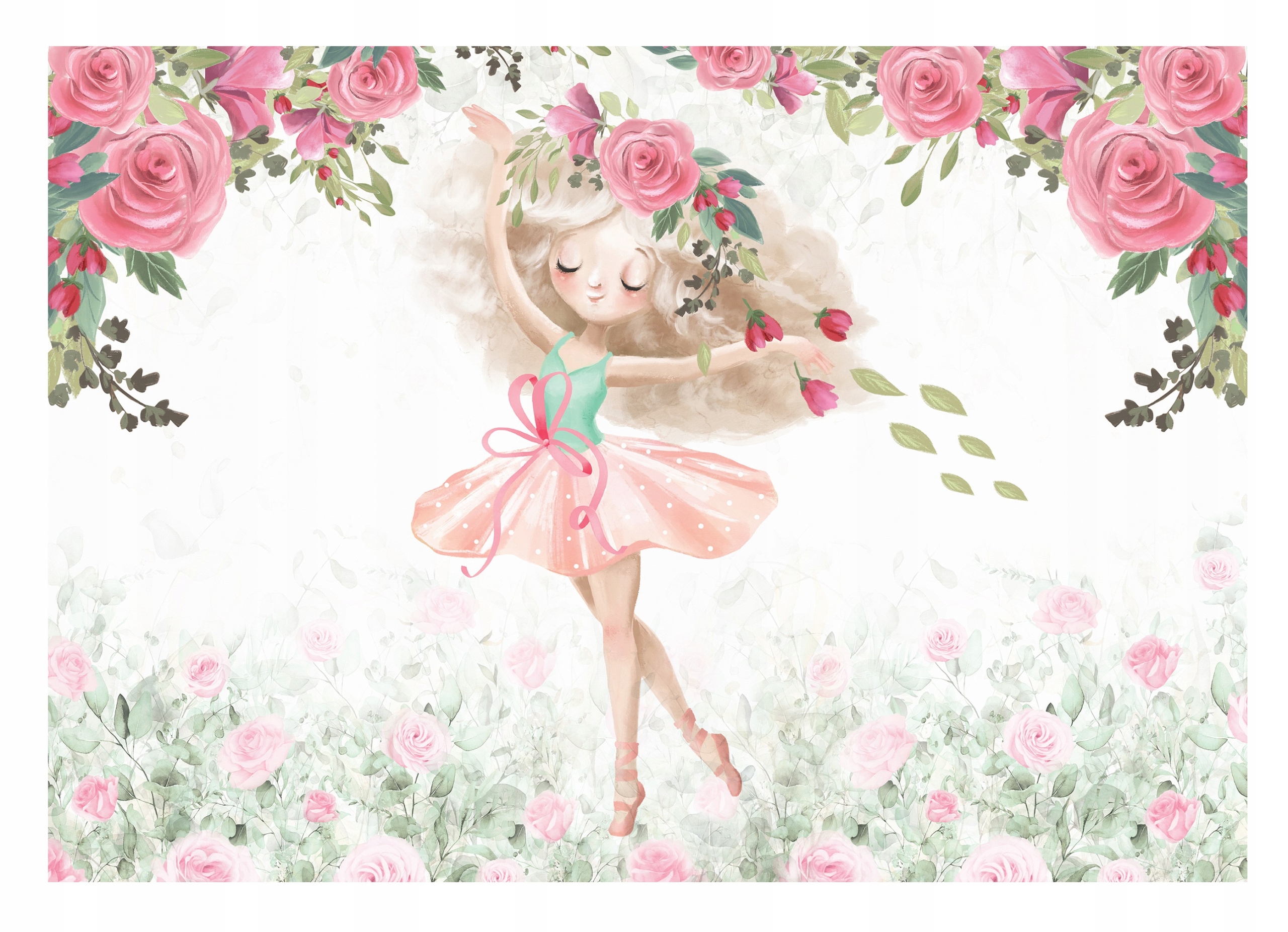 Zdjęcia - Tapeta Fototapeta Dla Dziewczynki Baletnica Róże 368x254